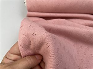 Bomuldsjersey - fin hulmønstret i gammelrosa